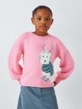 John Lewis Kids' Christmas Sequin Dog Jumper, Pink