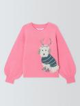 John Lewis Kids' Christmas Sequin Dog Jumper, Pink