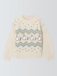 John Lewis Kids' Christmas Penguins Jumper, Oatmeal