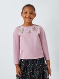 John Lewis Kids' Sequin Stars Long Sleeve Top, Pink