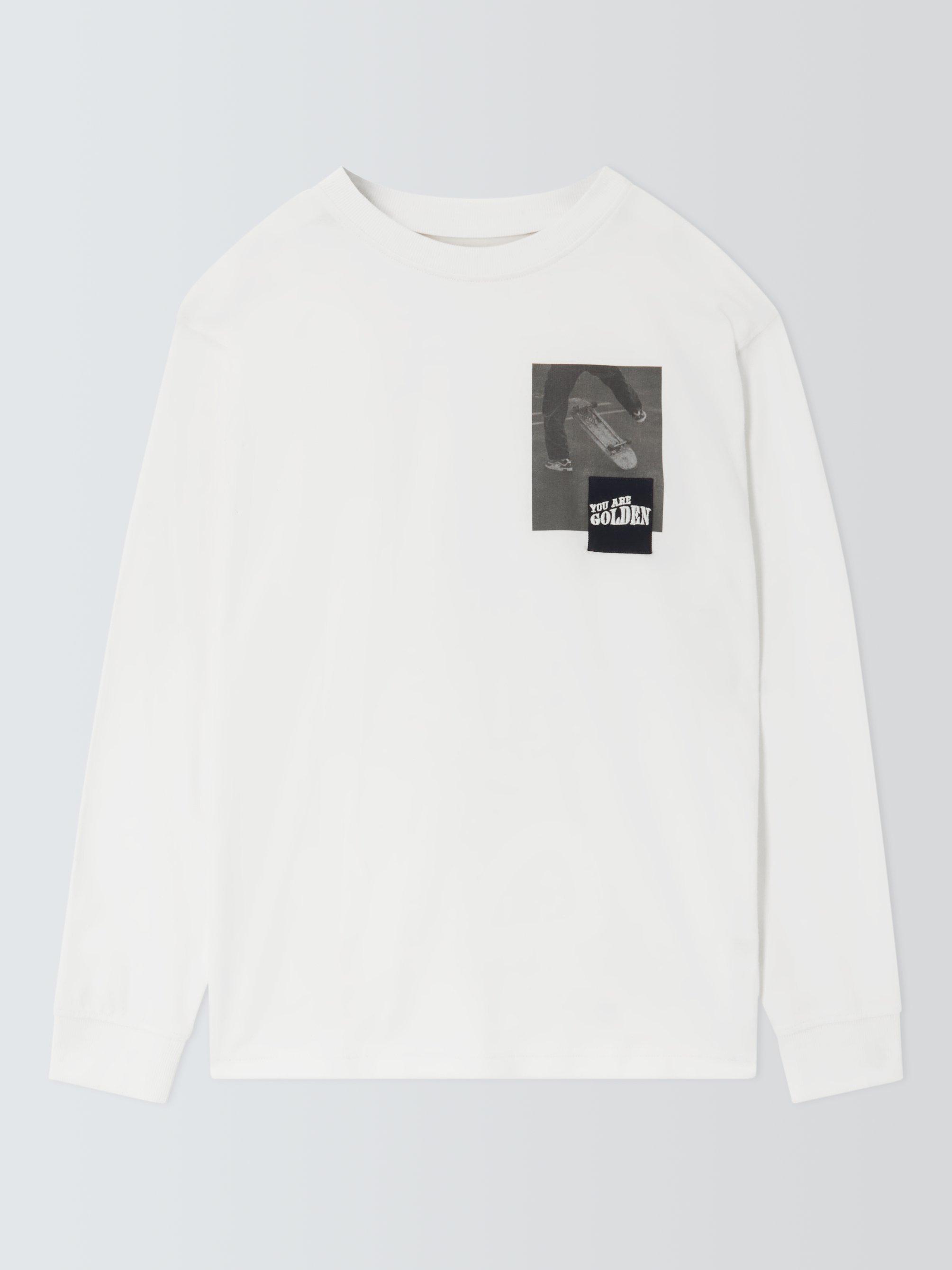John Lewis Kids' Cotton Photo Graphic Long Sleeve Top, Cream
