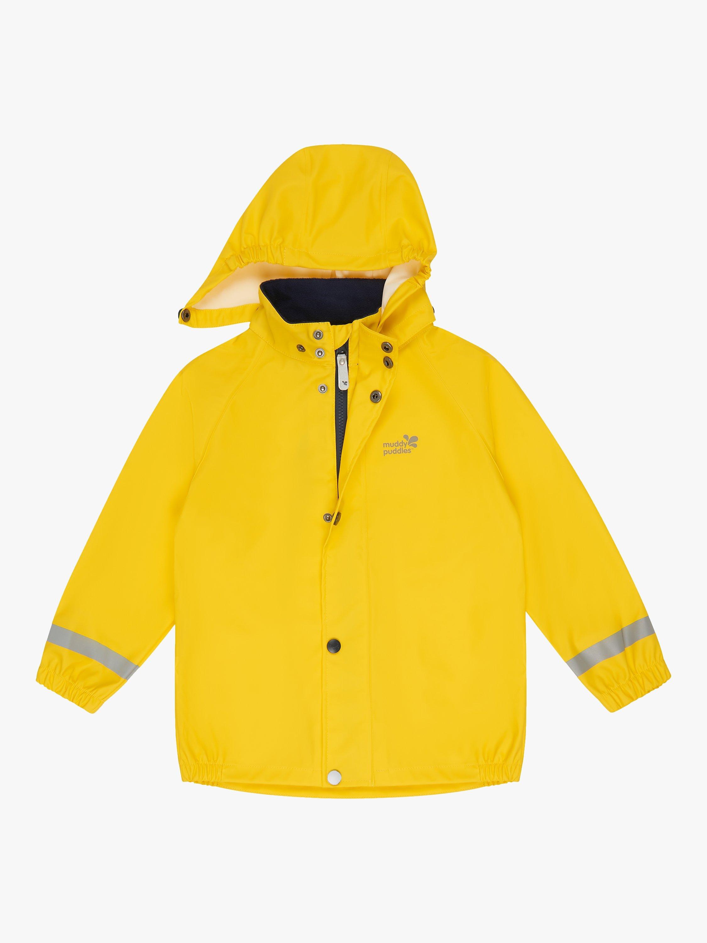 Product image 1 of 4, which shows Muddy Puddles Kids' Waterproof Rainy Day Jacket, Yellow, 12-18 months