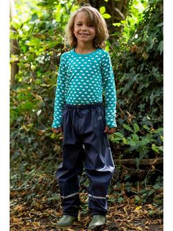 Muddy Puddles Kids' Waterproof Rainy Day Trousers, Navy Blue - view 2, Navy Blue