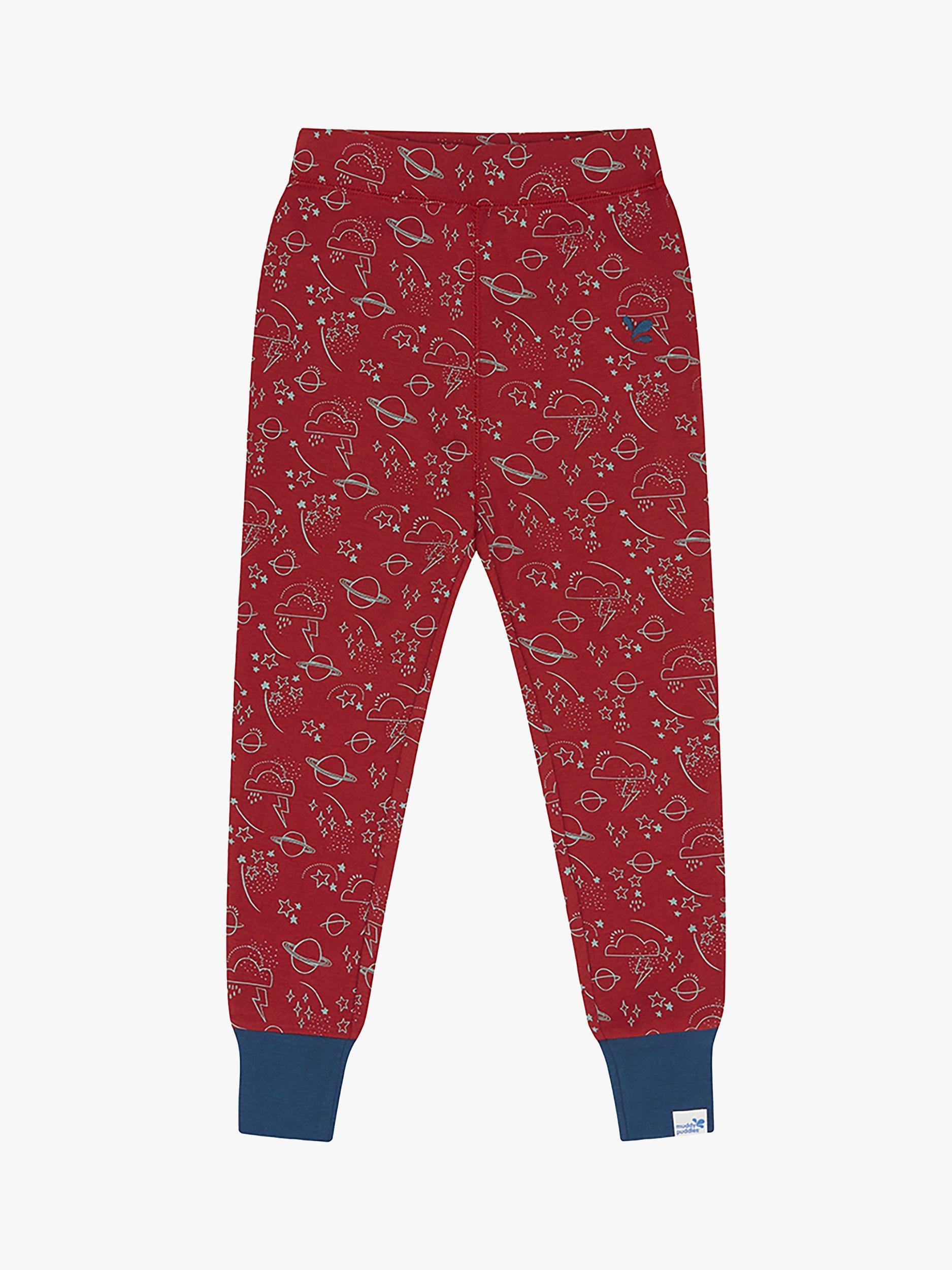 Muddy Puddles Kids' Thermal Baselayer Bottoms, Red/Multi