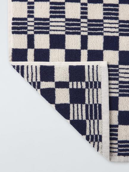 John Lewis Check Towels - view 2, Dark Indigo