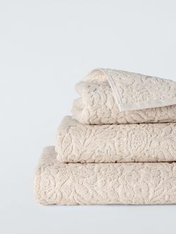 John Lewis Floral Jacquard Towels, Linen