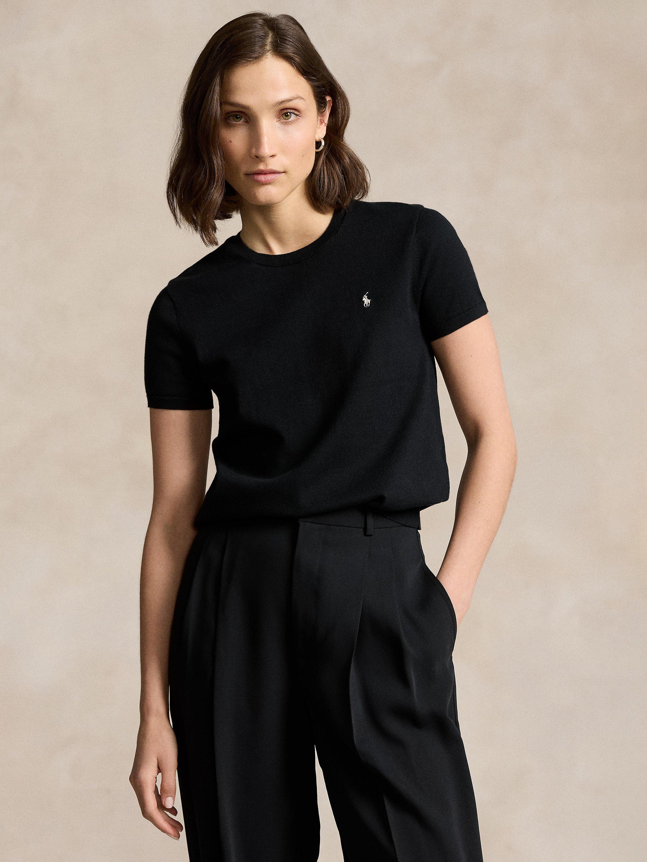 Product image 1 of 5, which shows Polo Ralph Lauren Logo Short Sleeve Jumper, Polo Black, XS