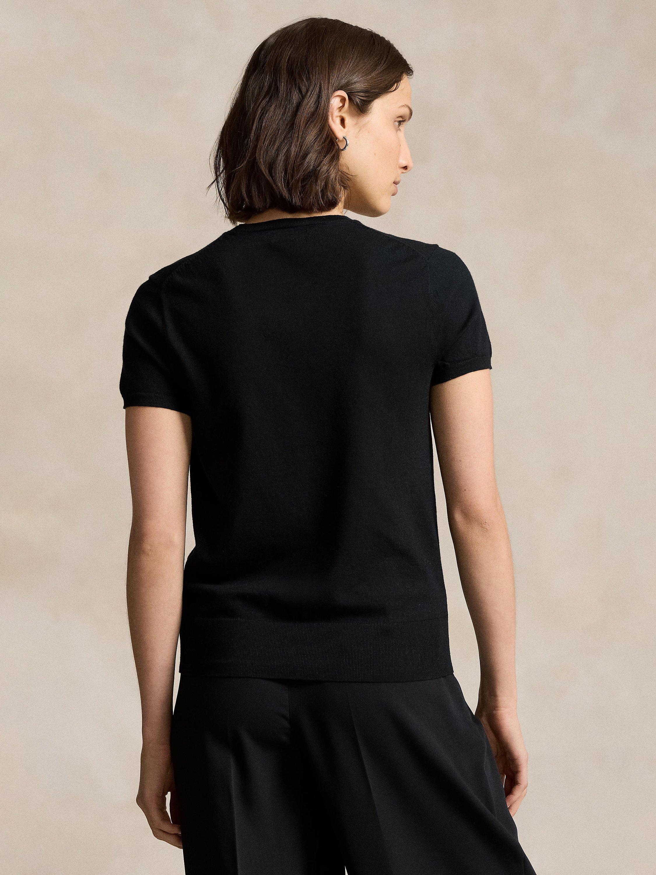 Product image 2 of 5, which shows Polo Ralph Lauren Logo Short Sleeve Jumper, Polo Black, XS