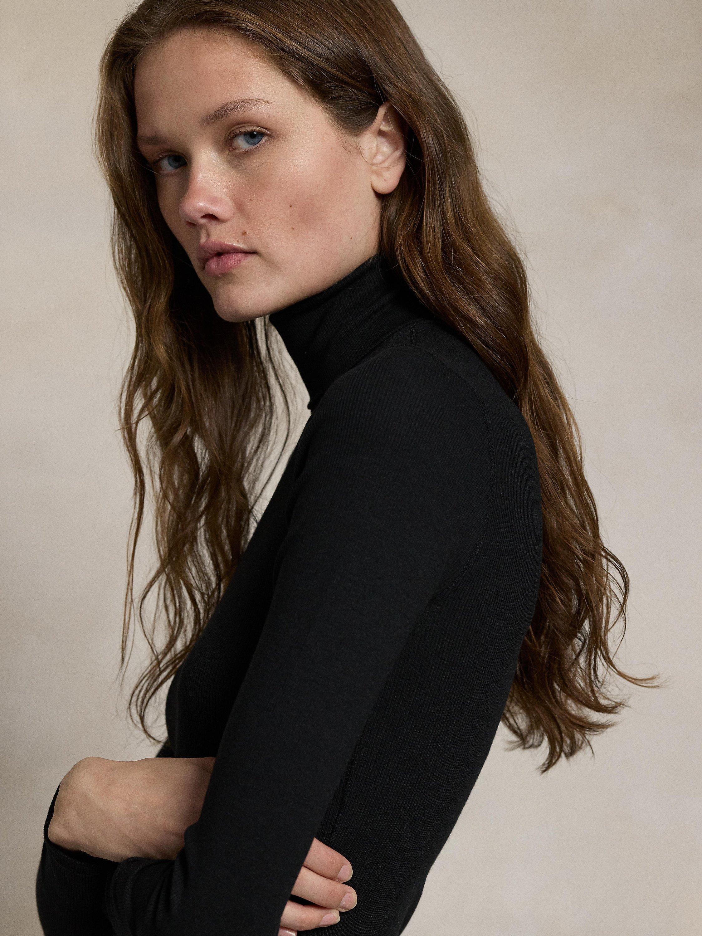 Product image 3 of 5, which shows Polo Ralph Lauren Slim Fit Turtleneck Top, Polo Black, XS