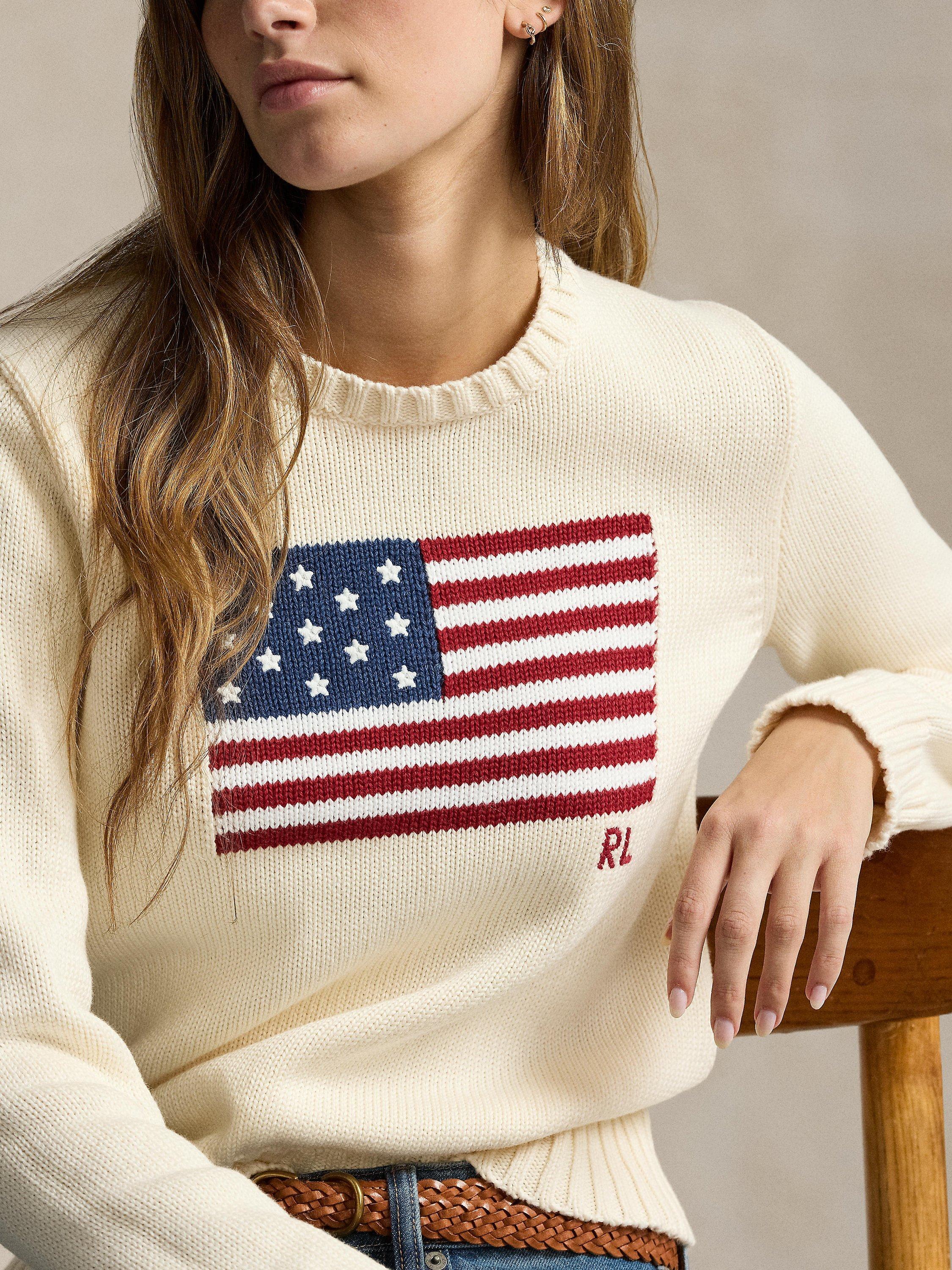 Polo Country by Ralph 2024 Lauren USA Flag Sweater Sz Large 100% Wool *B50#6*