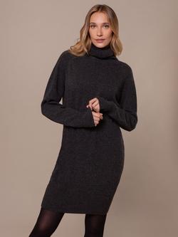 Celtic & Co. Geelong Wool Roll Neck Jumper Dress, Charcoal, Charcoal