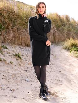 Celtic & Co. Wool Roll Neck Jumper Dress, Black, Black