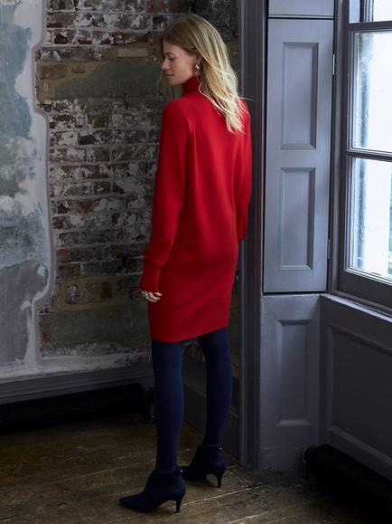 Celtic & Co. Geelong Wool Roll Neck Jumper Dress, Pillarbox Red