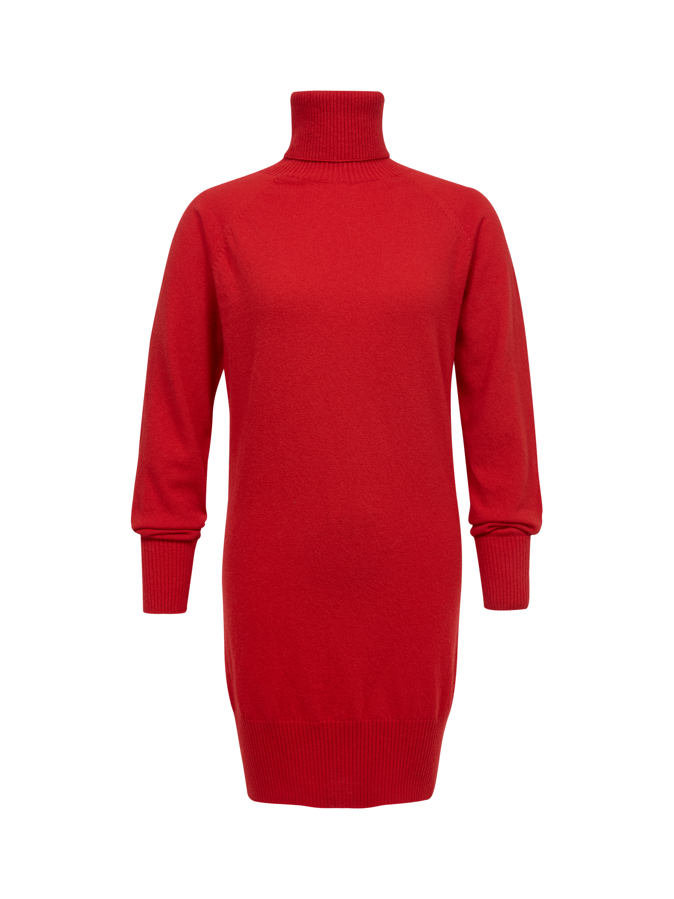 Product image 3 of 6, which shows Celtic & Co. Geelong Wool Roll Neck Jumper Dress, Pillarbox Red, XS