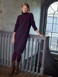 Celtic & Co. Ribbed Detail Pure Wool Dress, Damson