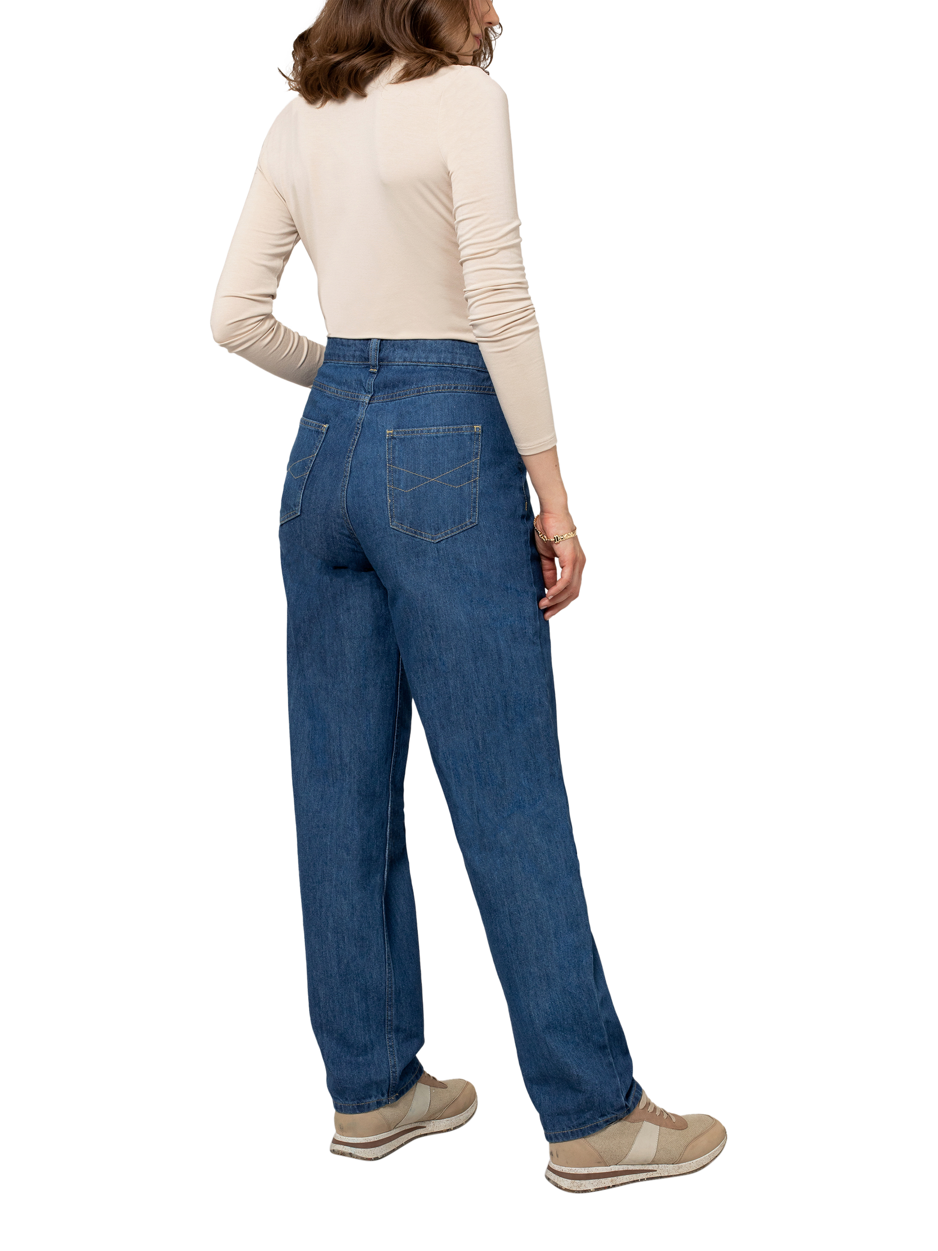 Product image 3 of 8, which shows Celtic & Co. Mid Rise Straight Cut Jeans, Indigo, 8