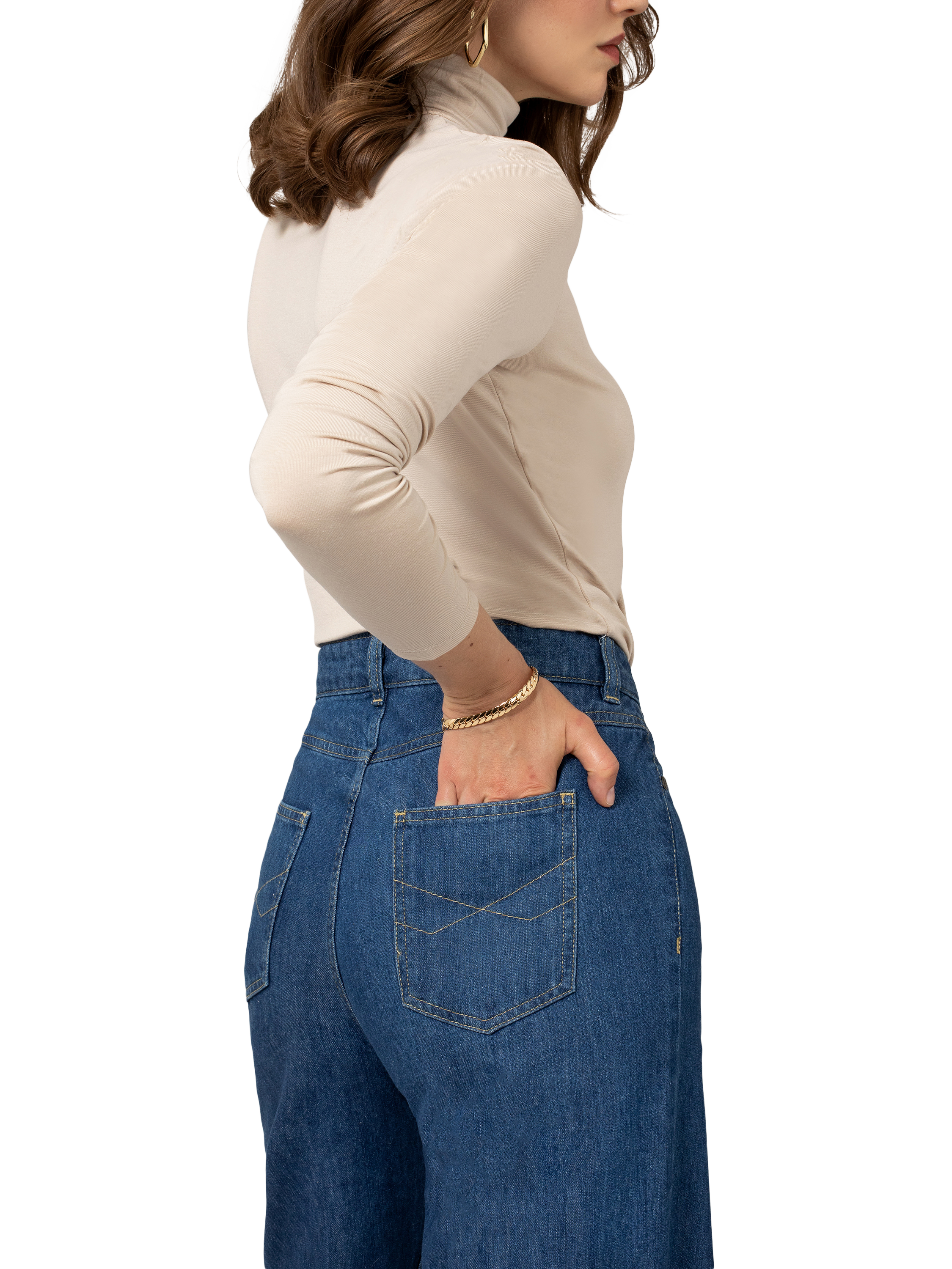 Product image 4 of 8, which shows Celtic & Co. Mid Rise Straight Cut Jeans, Indigo, 8