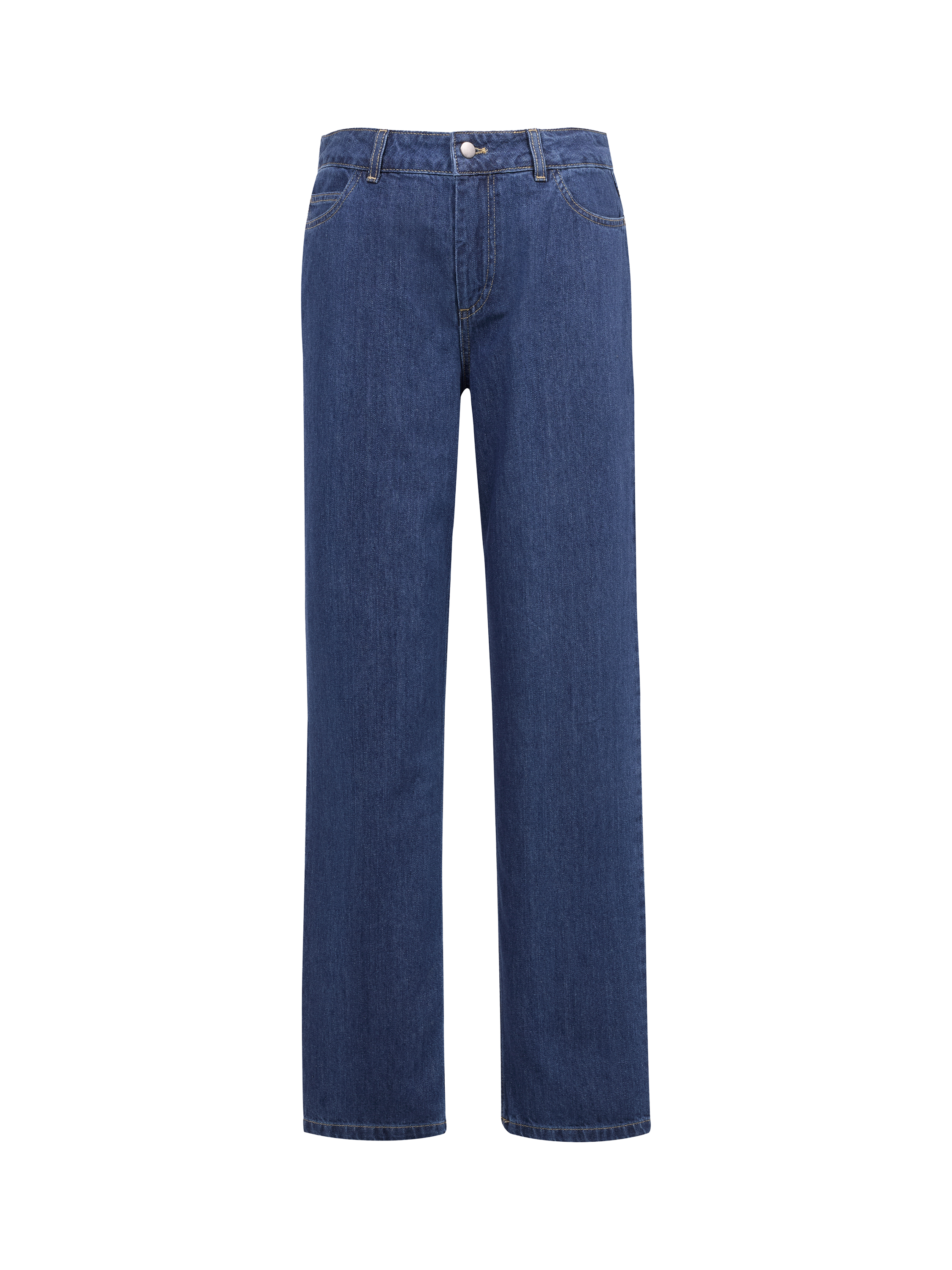 Product image 5 of 8, which shows Celtic & Co. Mid Rise Straight Cut Jeans, Indigo, 8