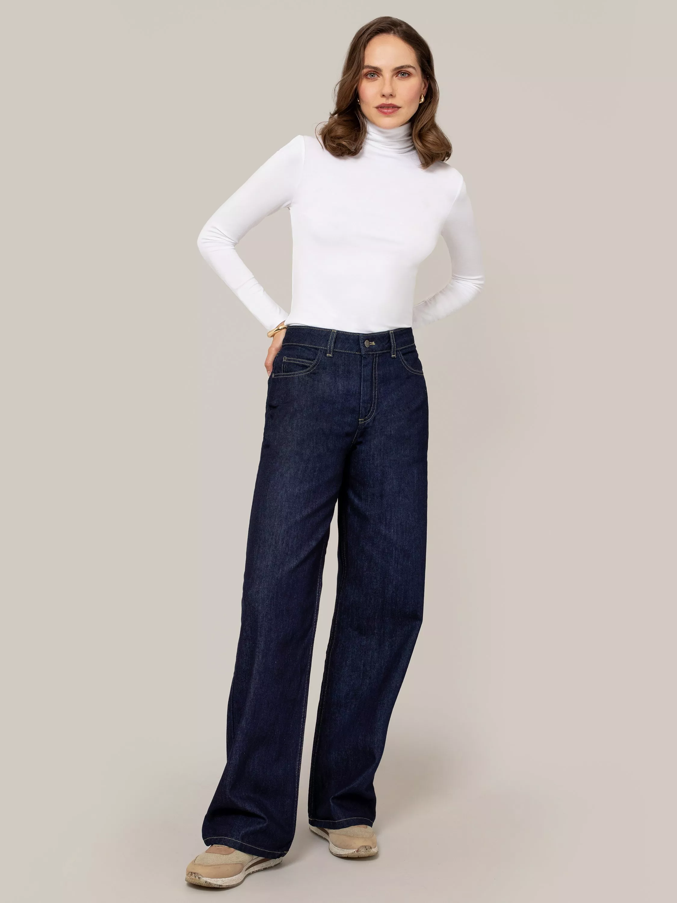 Celtic & Co. Mid Rise Wide Leg Jeans, Indigo Rinse Wash