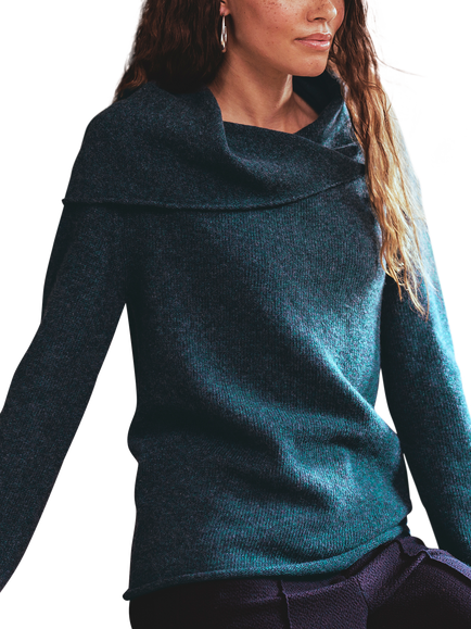 Celtic & Co. Collared Slouch Jumper, Deep Icelandic Blue