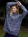 Celtic & Co. Chunky Funnel Neck Pure Wool Jumper, Blue Ink/Chalk