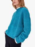 Celtic & Co. Stitch Funnel Neck Wool Jumper, Kingfisher Blue