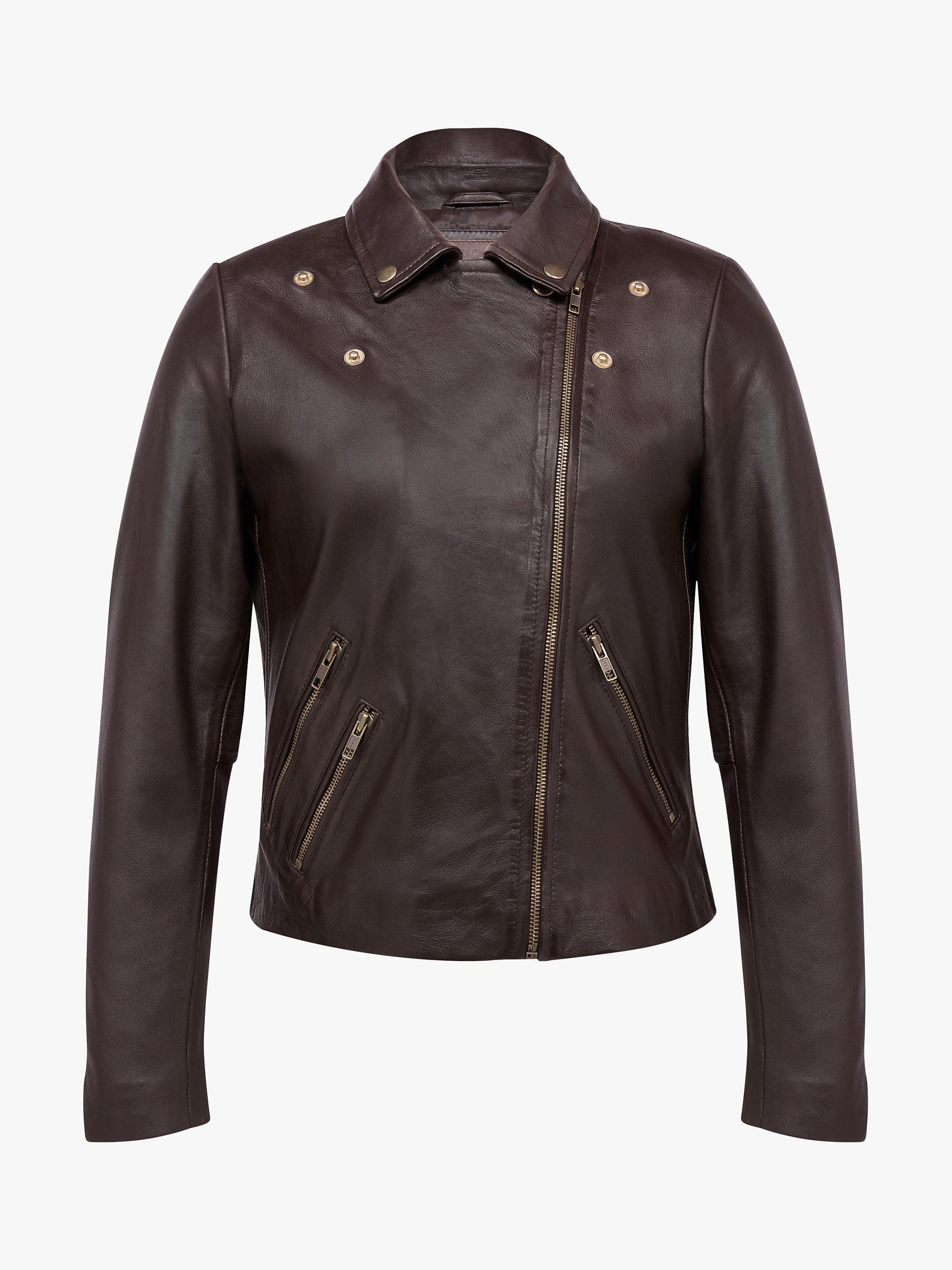 Product image 5 of 9, which shows Celtic & Co. Biker Leather Jacket, Ebony, 8