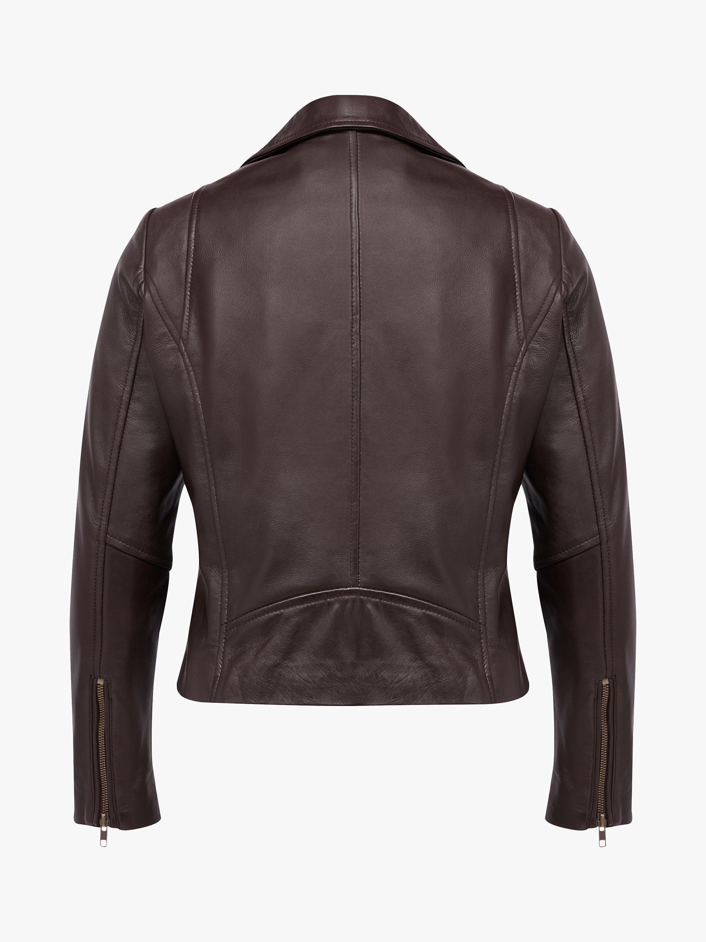 Product image 6 of 9, which shows Celtic & Co. Biker Leather Jacket, Ebony, 8