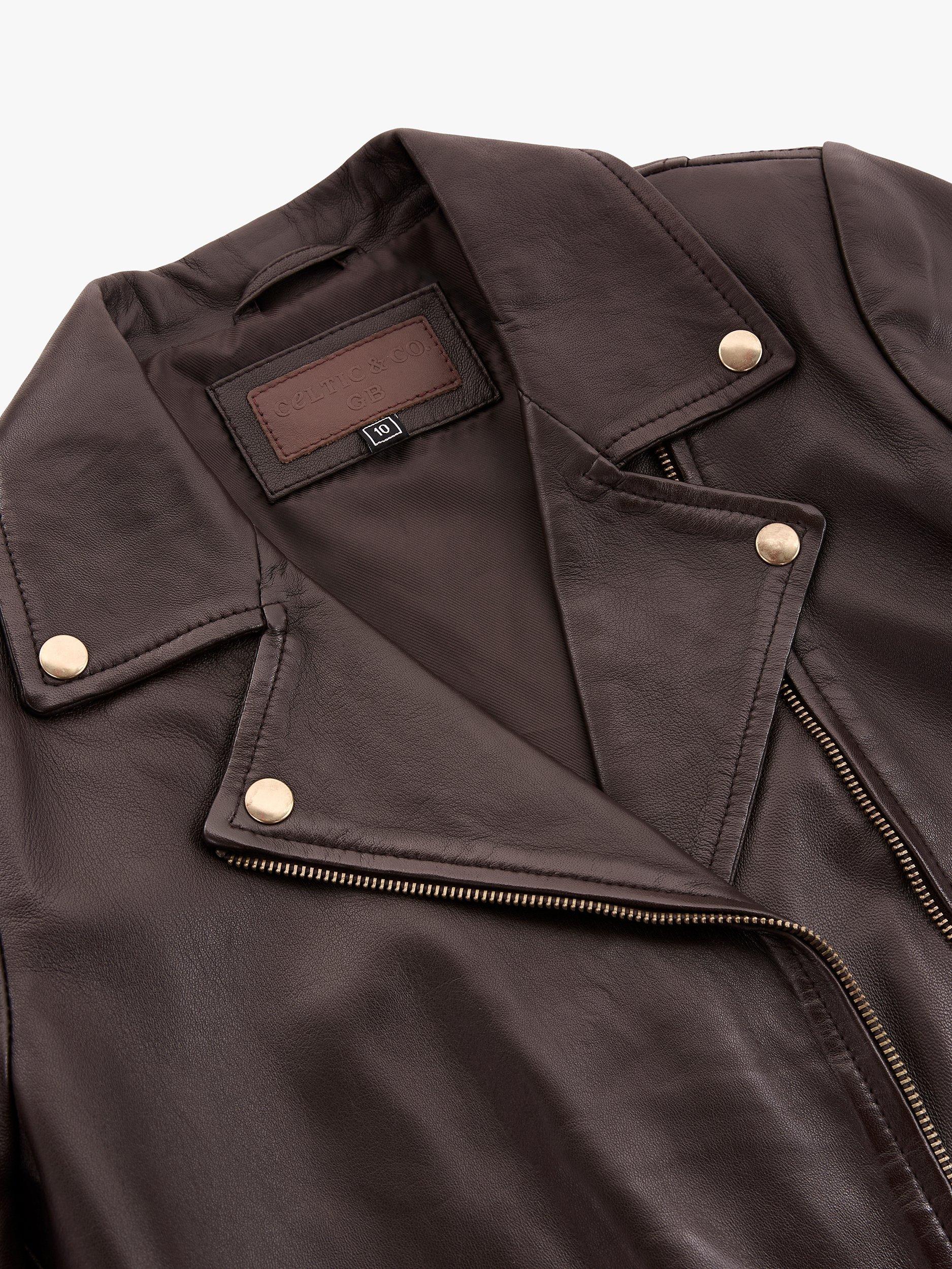 Product image 9 of 9, which shows Celtic & Co. Biker Leather Jacket, Ebony, 8