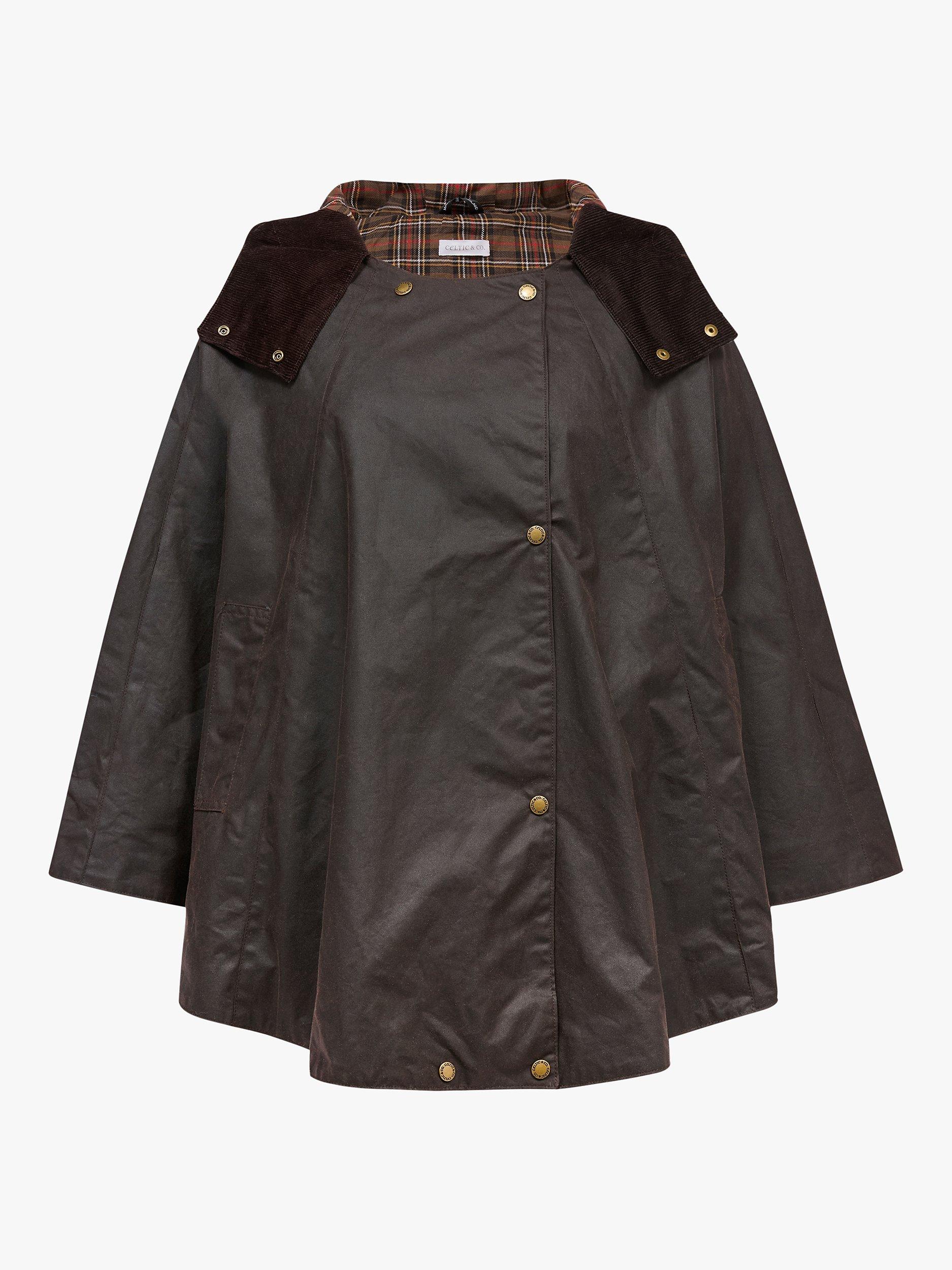 Product image 2 of 9, which shows Celtic & Co. Waxed Cotton Cape, Dark Brown, S