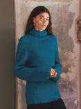 Celtic & Co. Alpaca Blend Slouchy Roll Neck Jumper, Deep Icelandic Blue