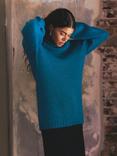 Celtic & Co. Alpaca Blend Slouchy Roll Neck Jumper, Deep Icelandic Blue