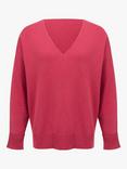 Celtic & Co. Slouch V-Neck Wool Jumper, Raspberry