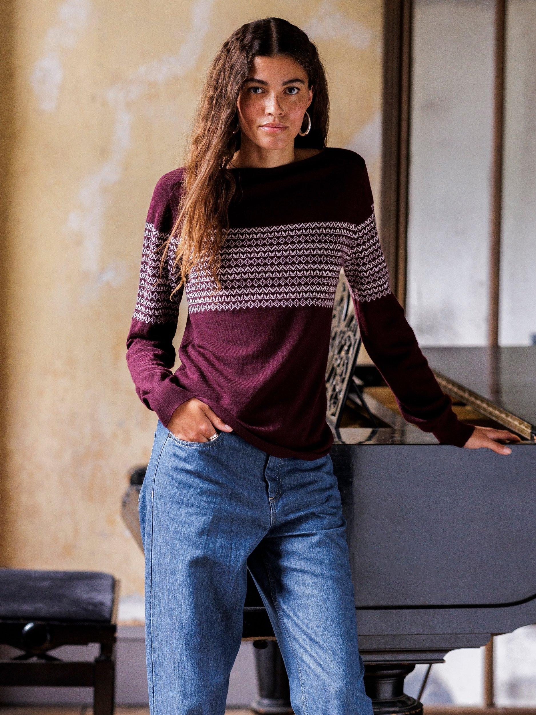 Celtic & Co. Merino Fine Knit Boat Neck Jumper, Merlot
