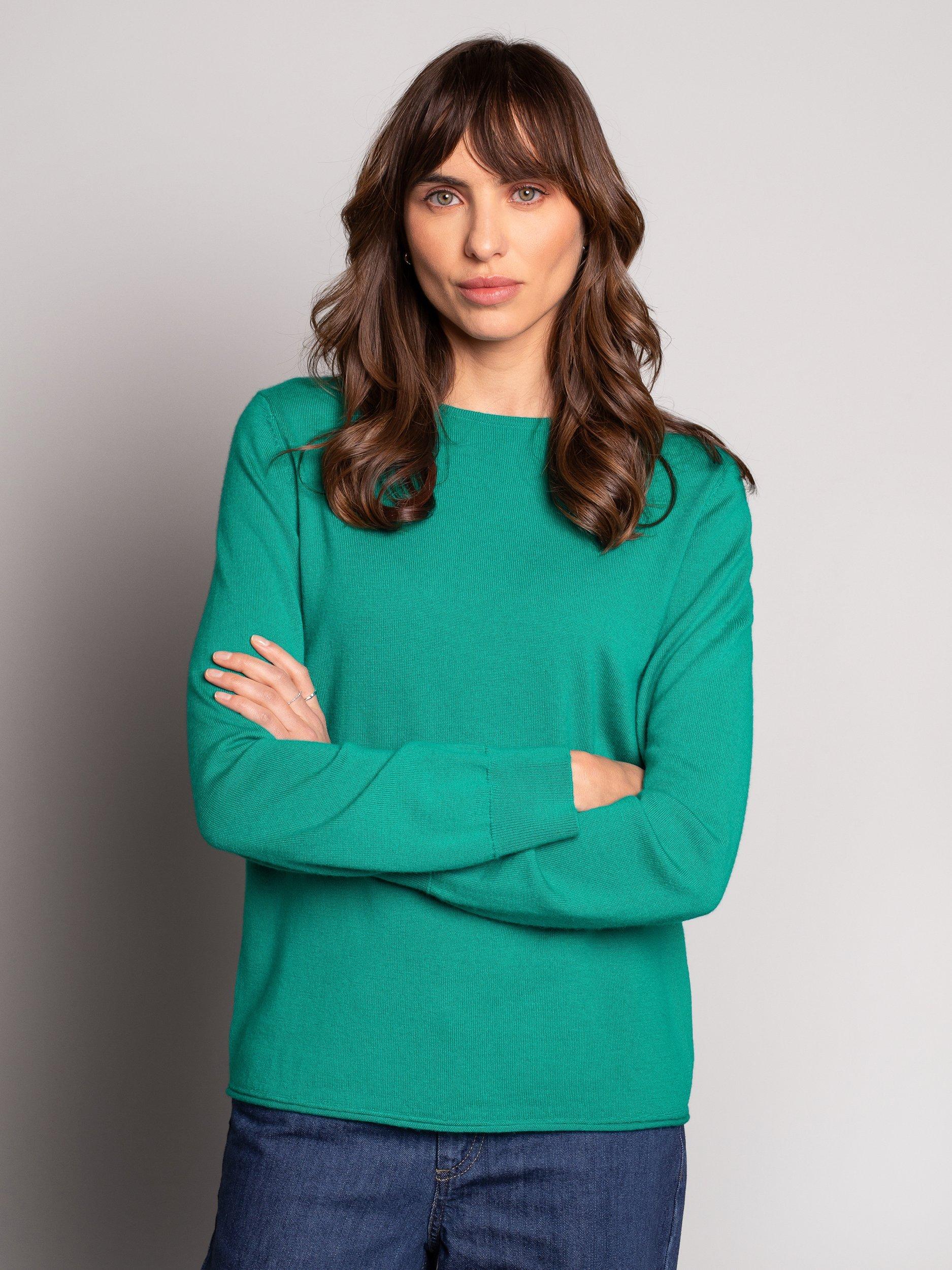 Product image 2 of 5, which shows Celtic & Co. Fine Knit Merino Wool Jumper, Sea Green, XS