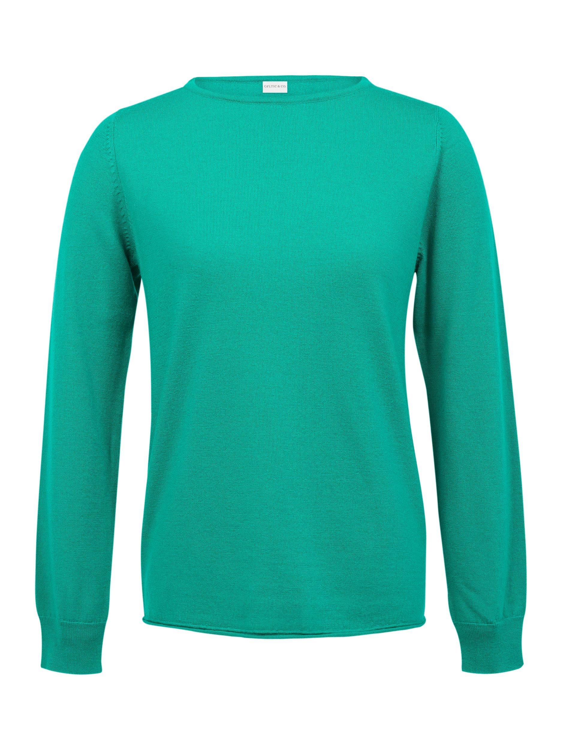 Product image 5 of 5, which shows Celtic & Co. Fine Knit Merino Wool Jumper, Sea Green, XS