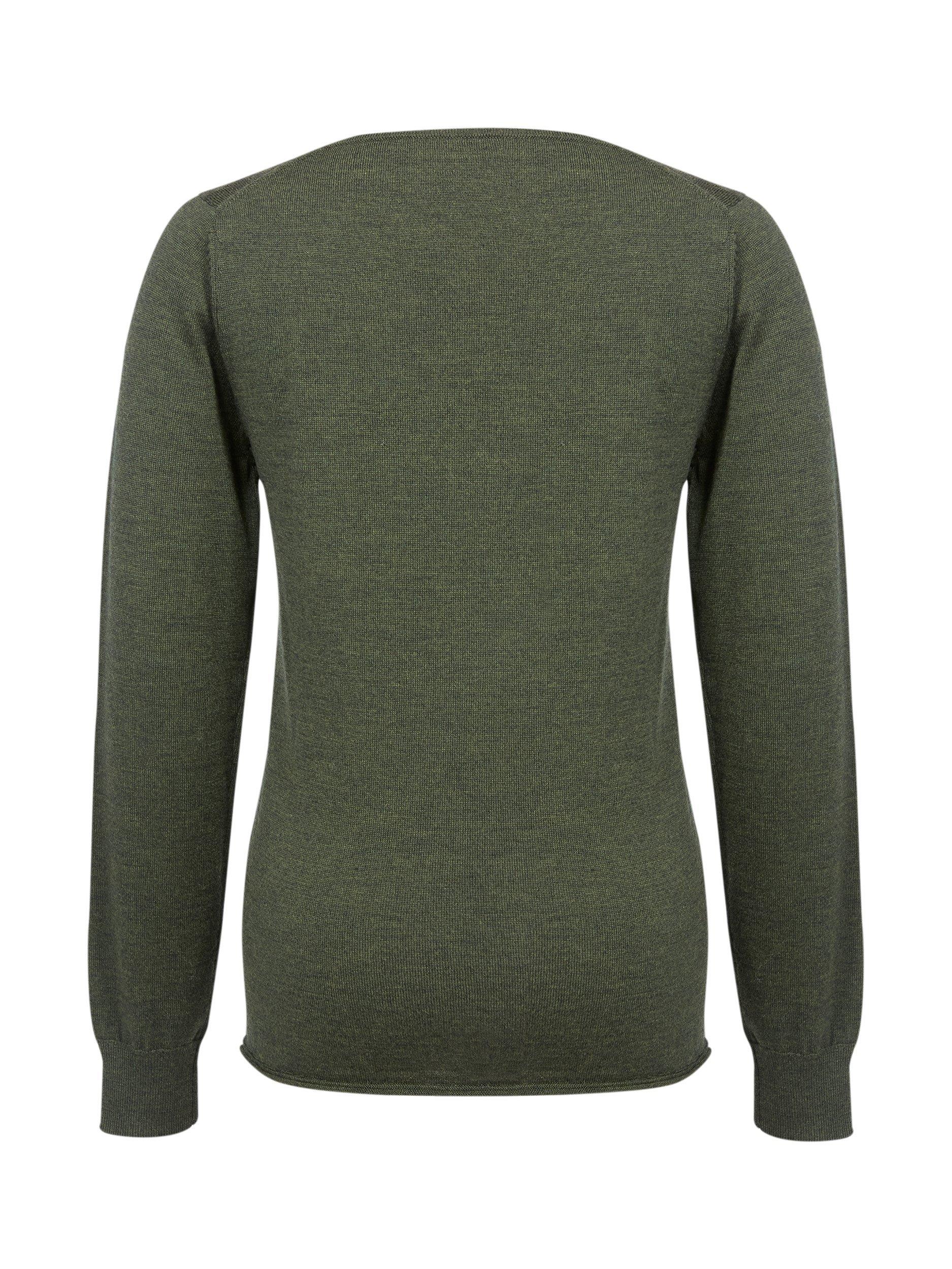 Product image 7 of 8, which shows Celtic & Co. Boat Neck Fine Knit Merino Wool Jumper, Olive, XS