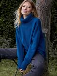 Celtic & Co. Merino Wool Lambswool Split Hem Roll Neck Jumper, Icelandic Blue