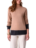 Celtic & Co. Ultrafine Merino Boat Neck Jumper, Taupe/Charcoal