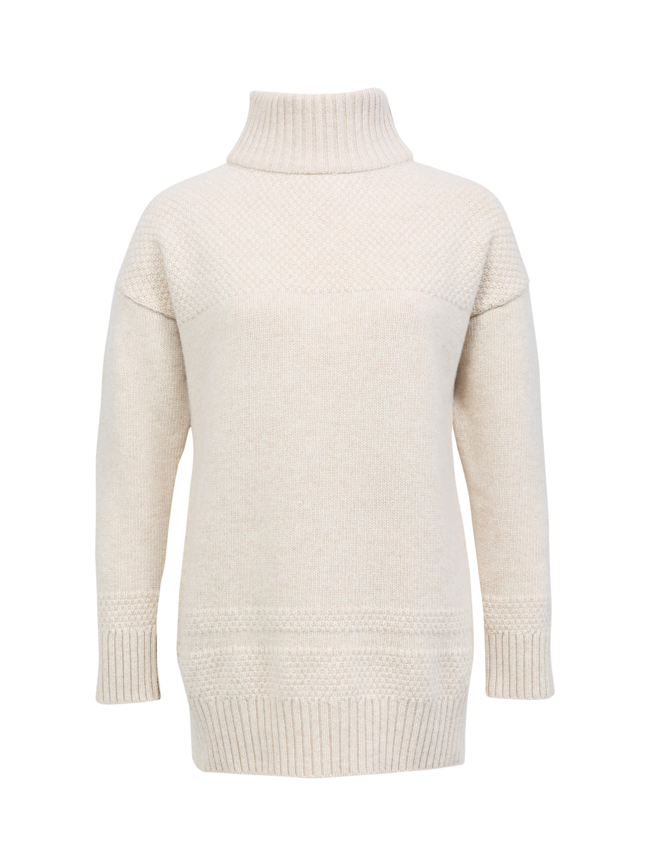 Celtic & Co. Lambswool Stitch Funnel Neck Jumper, Oatmeal