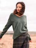 Celtic & Co. Slouch Geelong Wool V-Neck Jumper, Moss