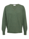 Celtic & Co. Slouch Geelong Wool V-Neck Jumper, Moss