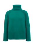 Celtic & Co. Merino Ribbed Detail Roll Neck Jumper, Emerald, Emerald