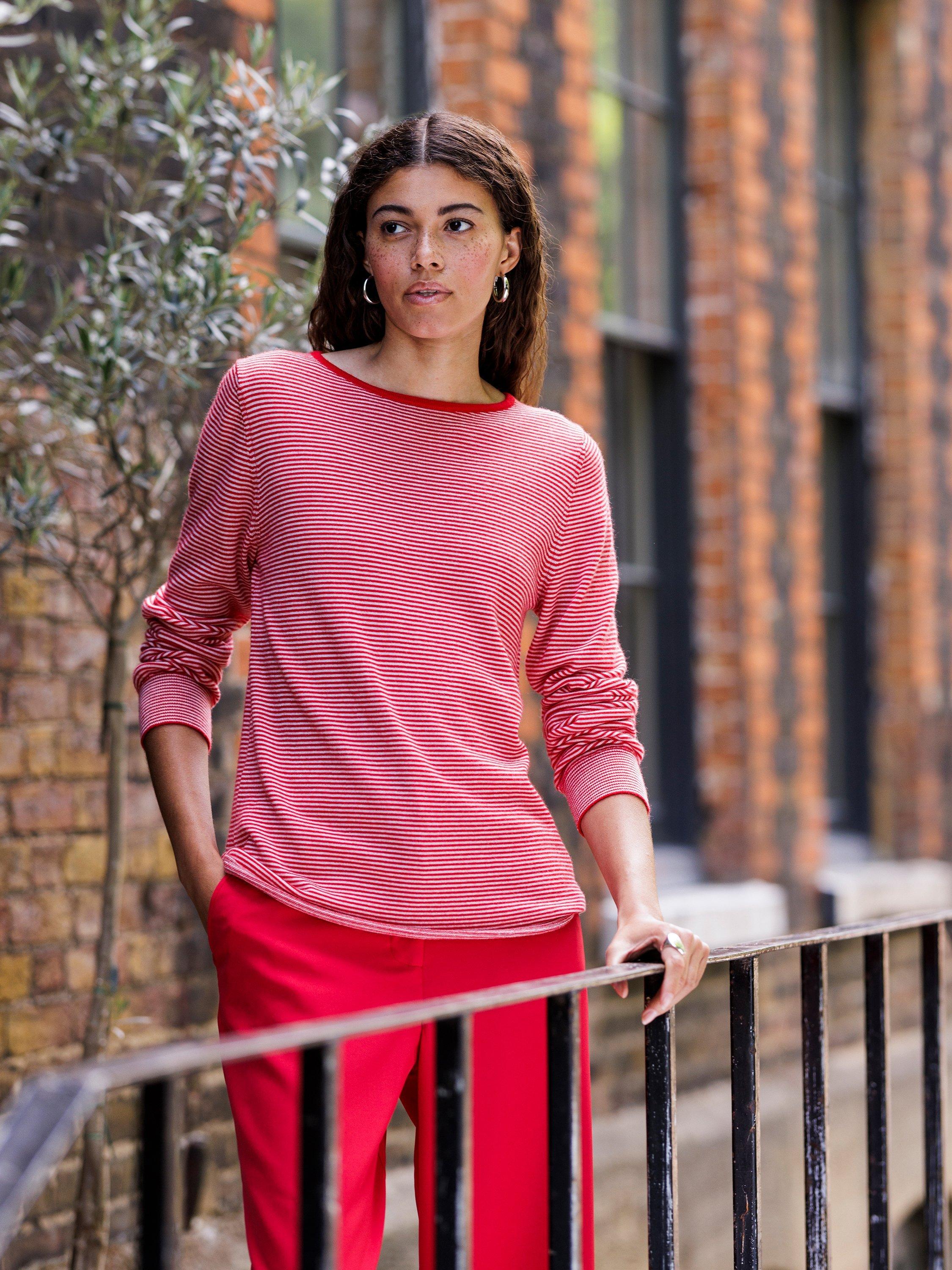 Product image 1 of 3, which shows Celtic & Co. Boat Neck Merino Wool Jumper, Chilli, XS