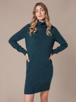 Celtic & Co. Geelong Wool Roll Neck Jumper Dress, Deep Icelandic Blue