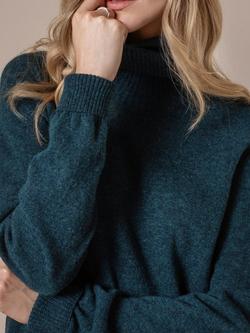 Celtic & Co. Geelong Wool Roll Neck Jumper Dress - view 2, Deep Icelandic Blue