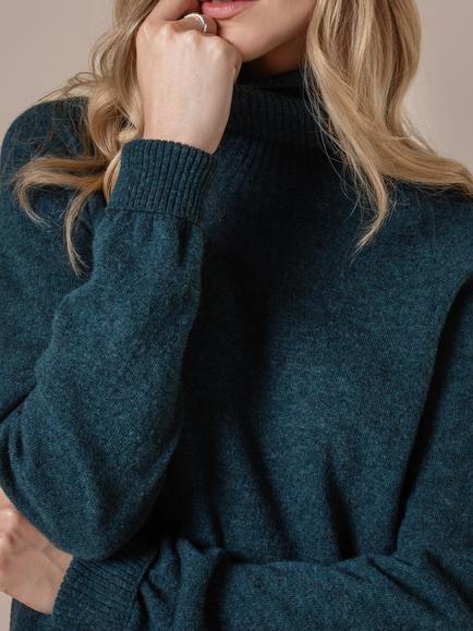 Celtic & Co. Geelong Wool Roll Neck Jumper Dress - view 2, Deep Icelandic Blue
