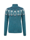 Celtic & Co. Wool Fair Isle Funnel Neck Jumper, Icelandic Blue