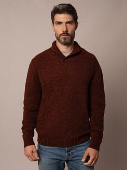 Celtic & Co. Donegal Wool Shawl Collar Jumper, Ember, Ember