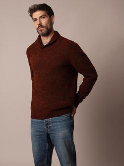 Celtic & Co. Donegal Wool Shawl Collar Jumper, Ember - view 2, Ember